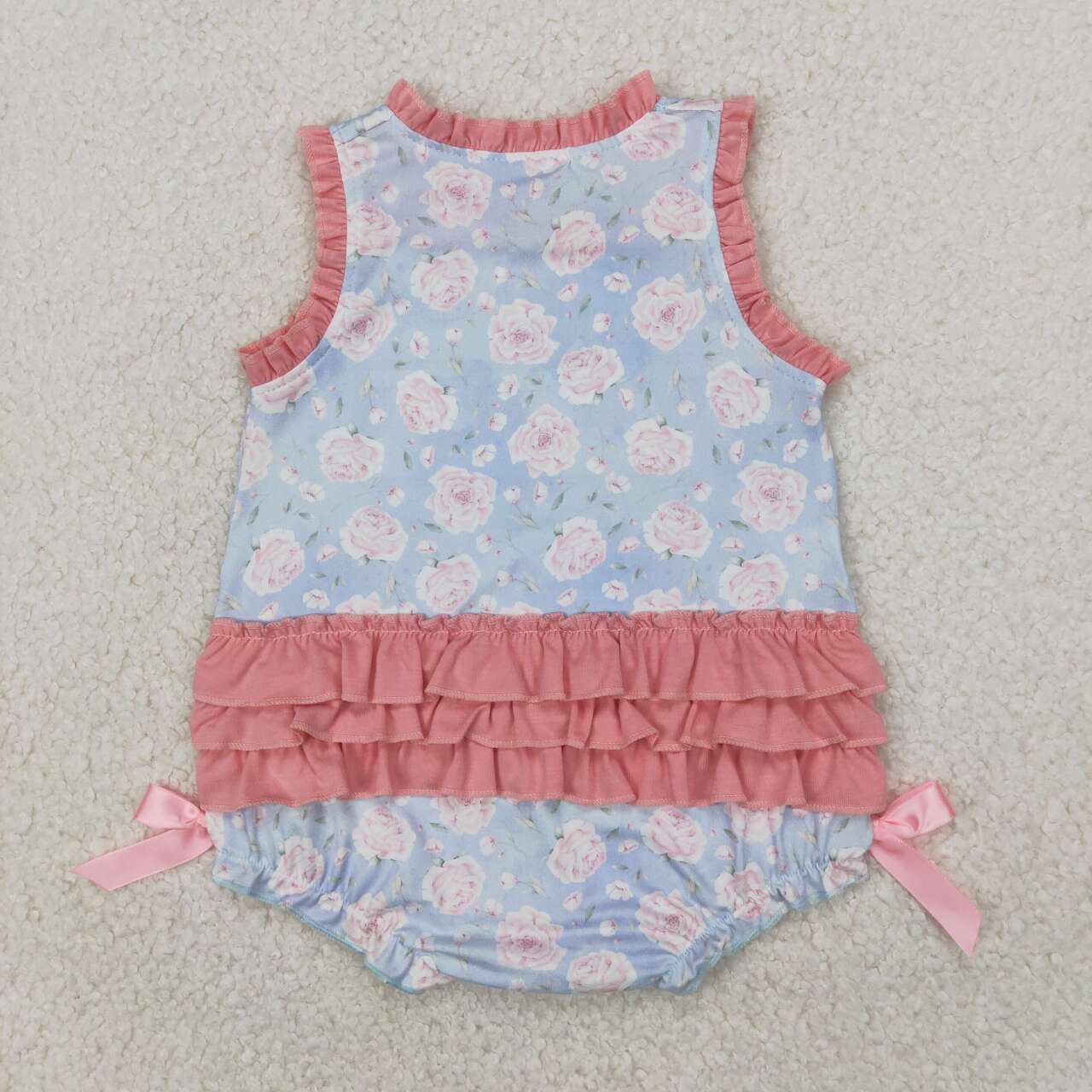 Little sister floral bow summer romper