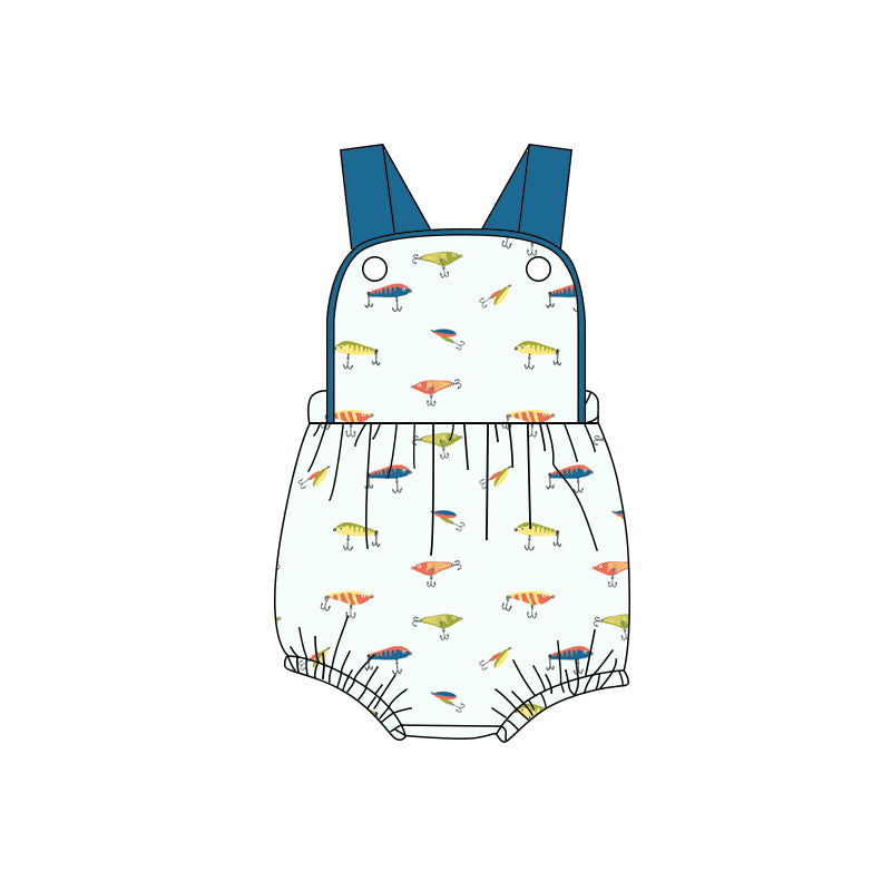 Fishing design toddle boy summer romper