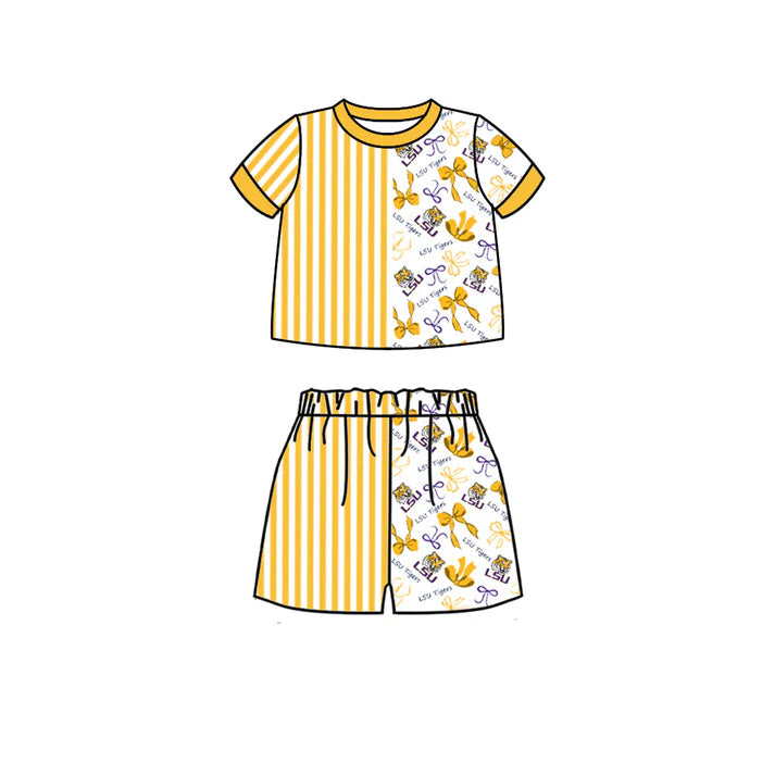 Custom team top matching shorts girl summer outfit
