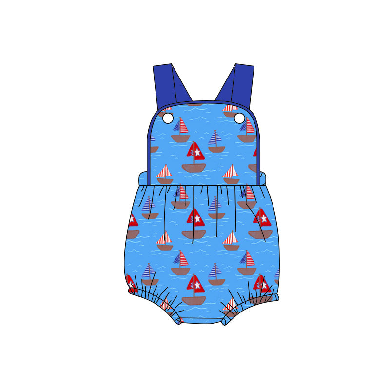 America flag design toddle boy summer romper