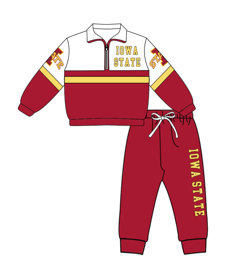 Kids long sleeve team pullover top matching pants outfit wholesal factory price