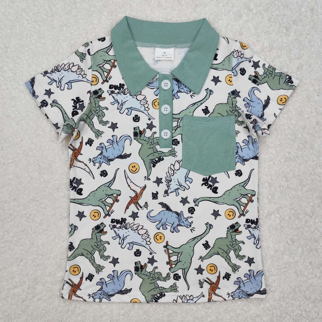 Dinosaur print baby boy short sleeve t-shirt top