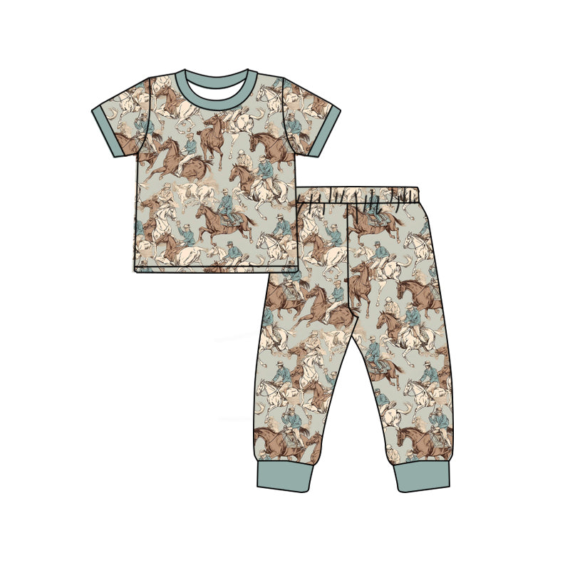 Western cowboy design kids pajama set wholesal factory price