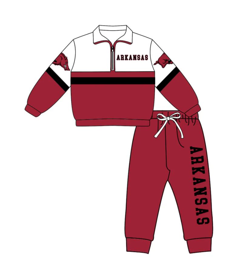 Kids long sleeve team pullover top matching pants outfit wholesal factory price