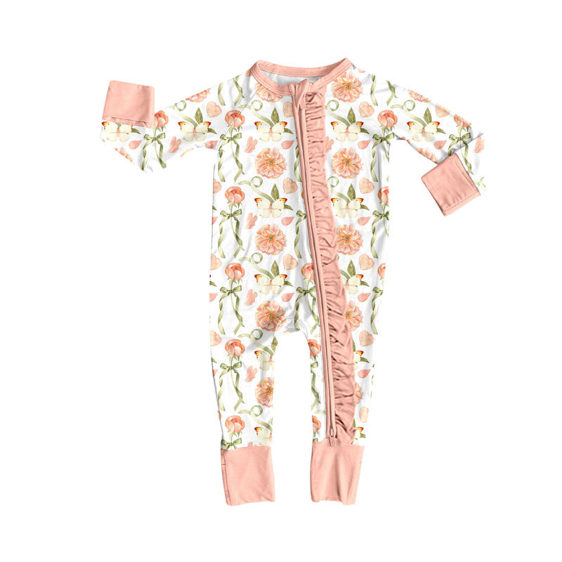 Toddle baby pink flowers romper wholesale factory price