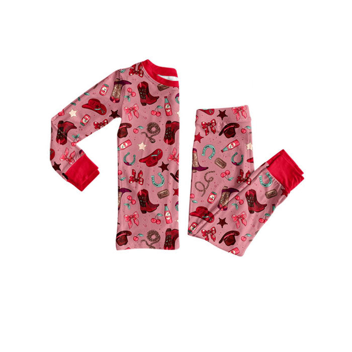 Western boots design kids pajama set wholesal factory price