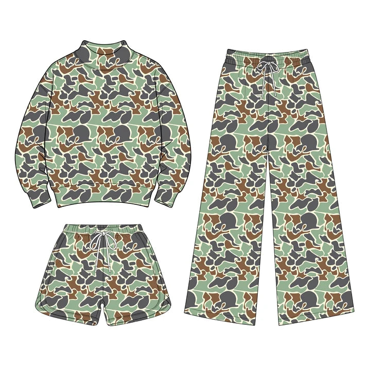 Toddle kids girls custom camo design long sleeve matching outfit