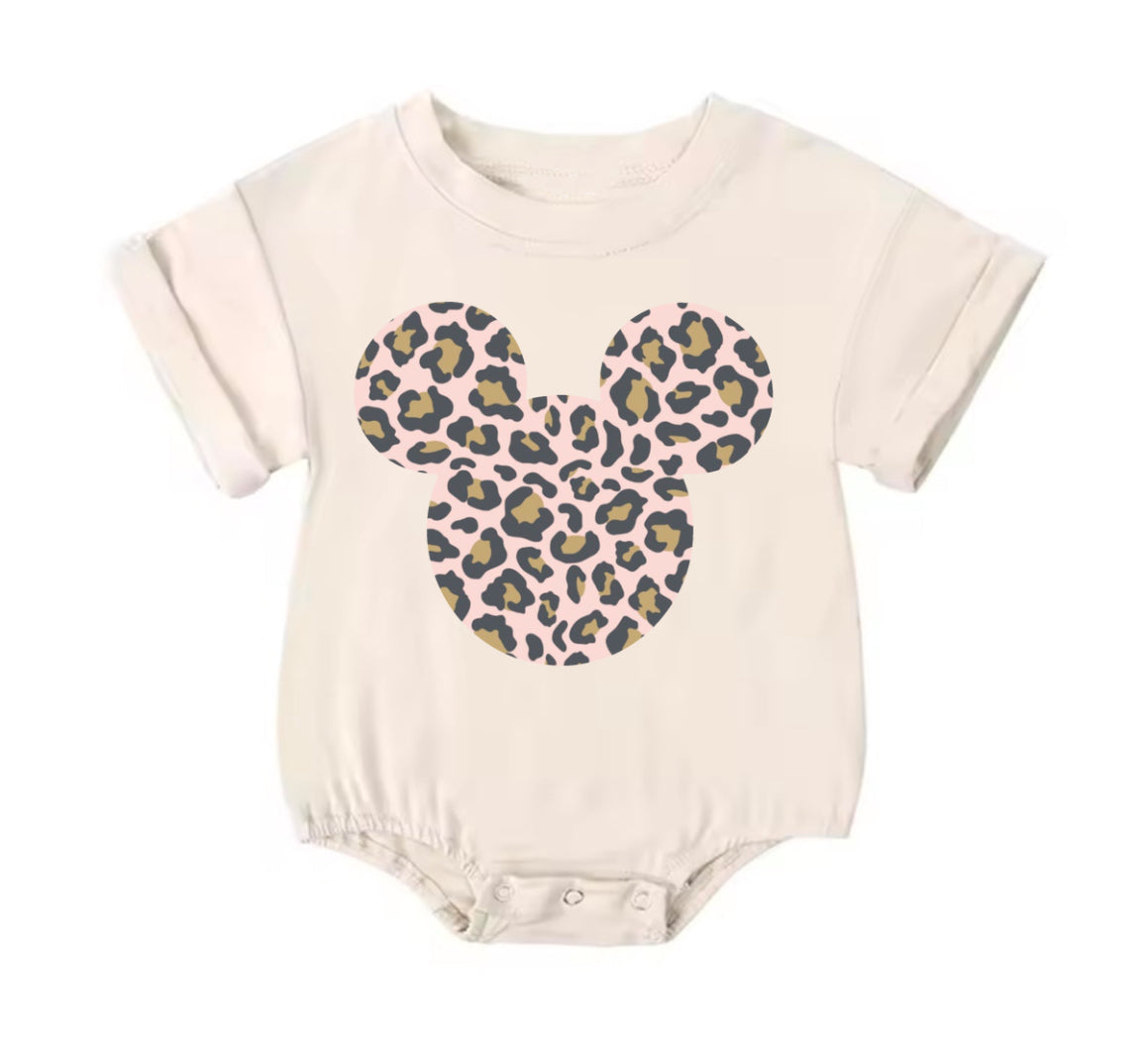 Toddle baby girls cheetah catroon design romper