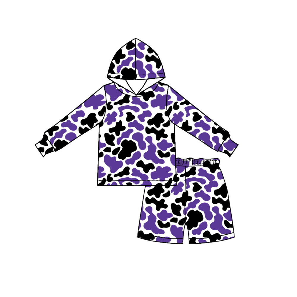 Toddle kids girl purple black camo custom design long sleeve outfit