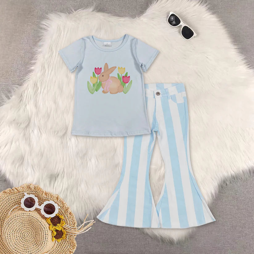 Easter bunny top flare jeans pants outfit