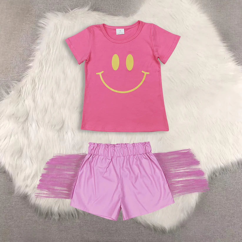 Game day design top shiny leather shorts kids baby summer outfit