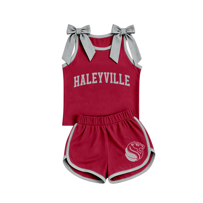 Custom team bow top matching shorts girls summer outfit