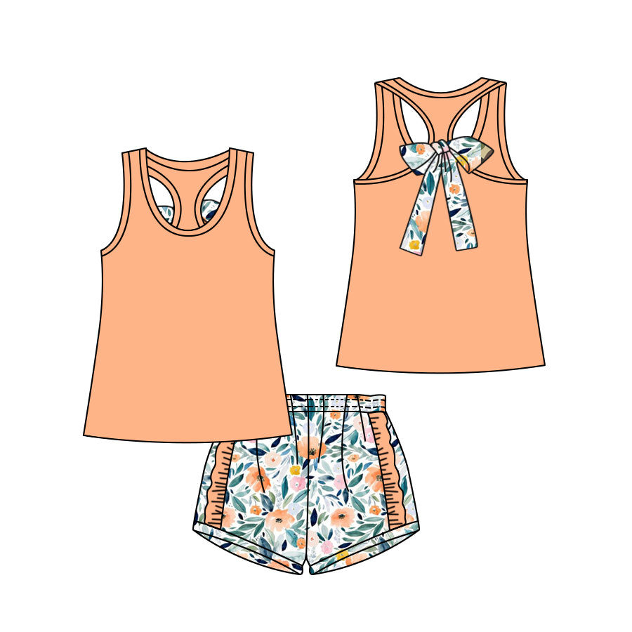 baby girls navy orange design shorts outfit