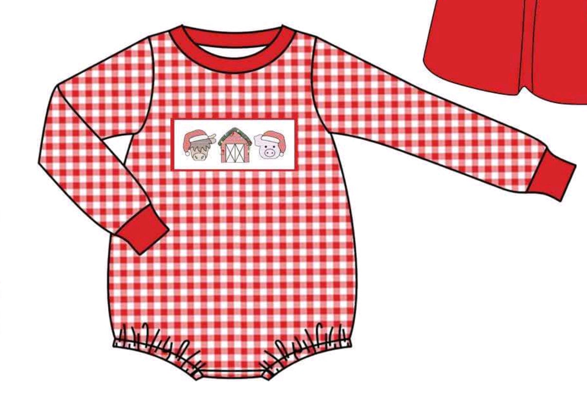 toddle baby Christmas farm animal romper