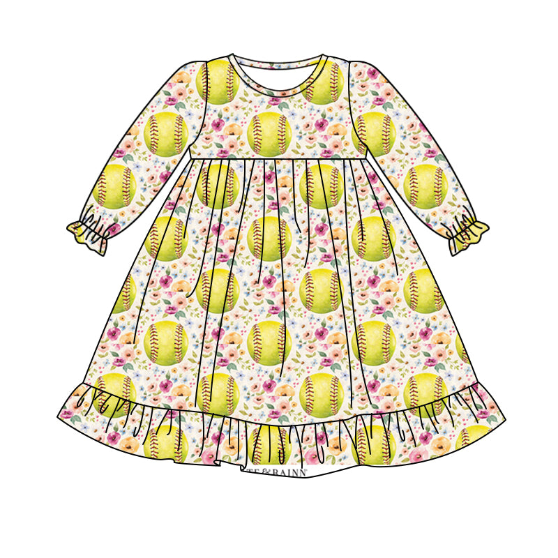 baby girls long sleeve baseball gown