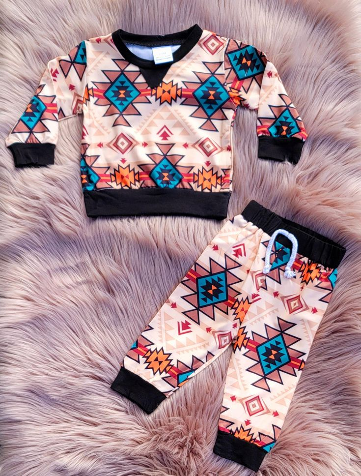 Kids baby western aztec design matching outfit