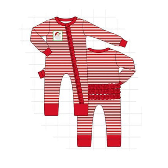 baby girl christmas santa claus long sleeve zip romper