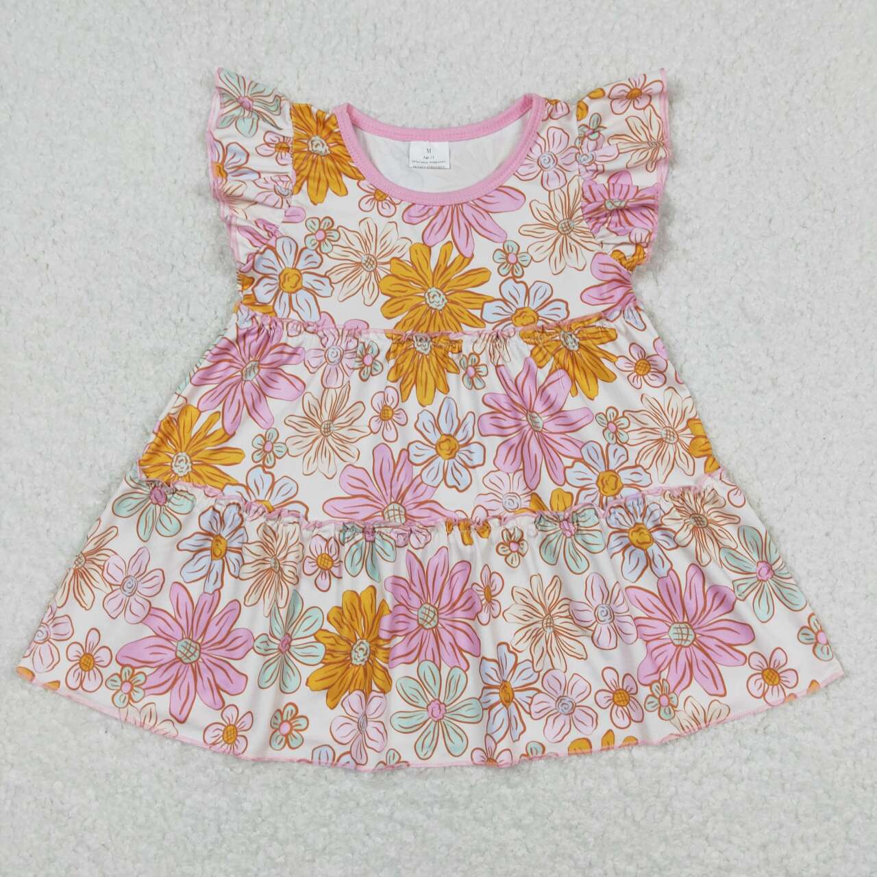 little girls yellow pink floral spring summer top