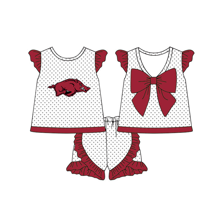 Custom team top matching shorts girl summer outfit