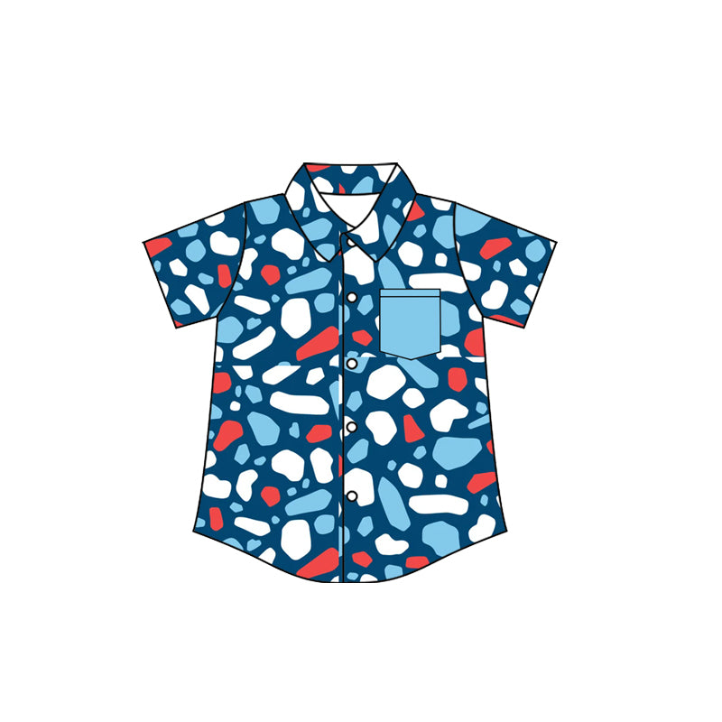 Kids baby short sleeve july 4th button down top