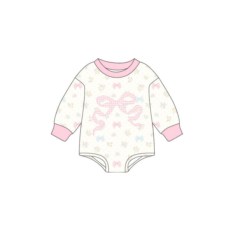 Toddle baby girls pink bow romper wholesale factory price
