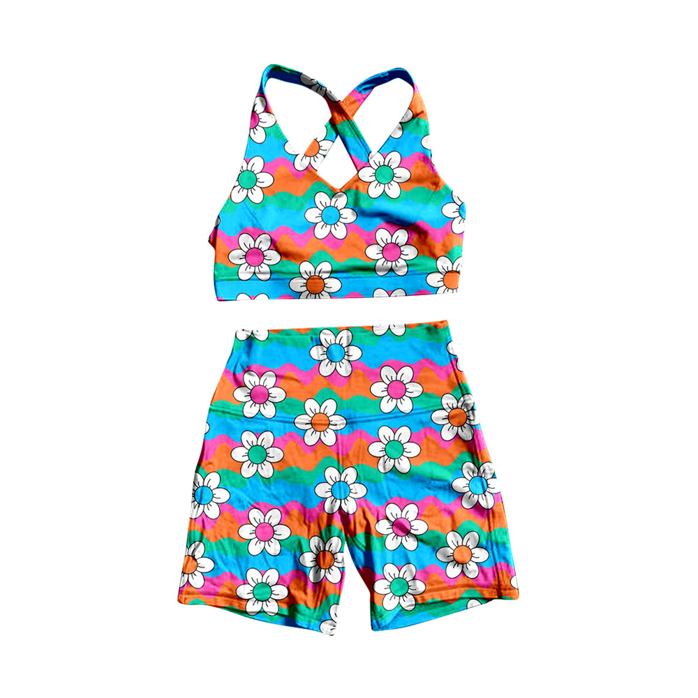 Flower design baby girls wholesale summer swimwear
