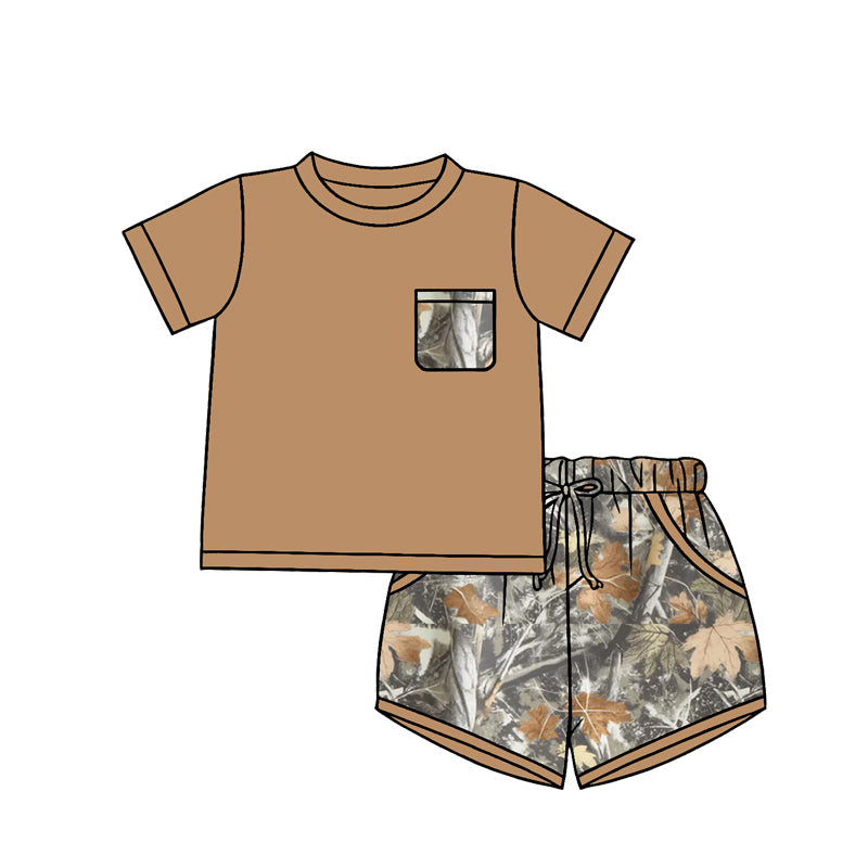 Camo pocket top matching shorts kids summer wholesale factory outfit