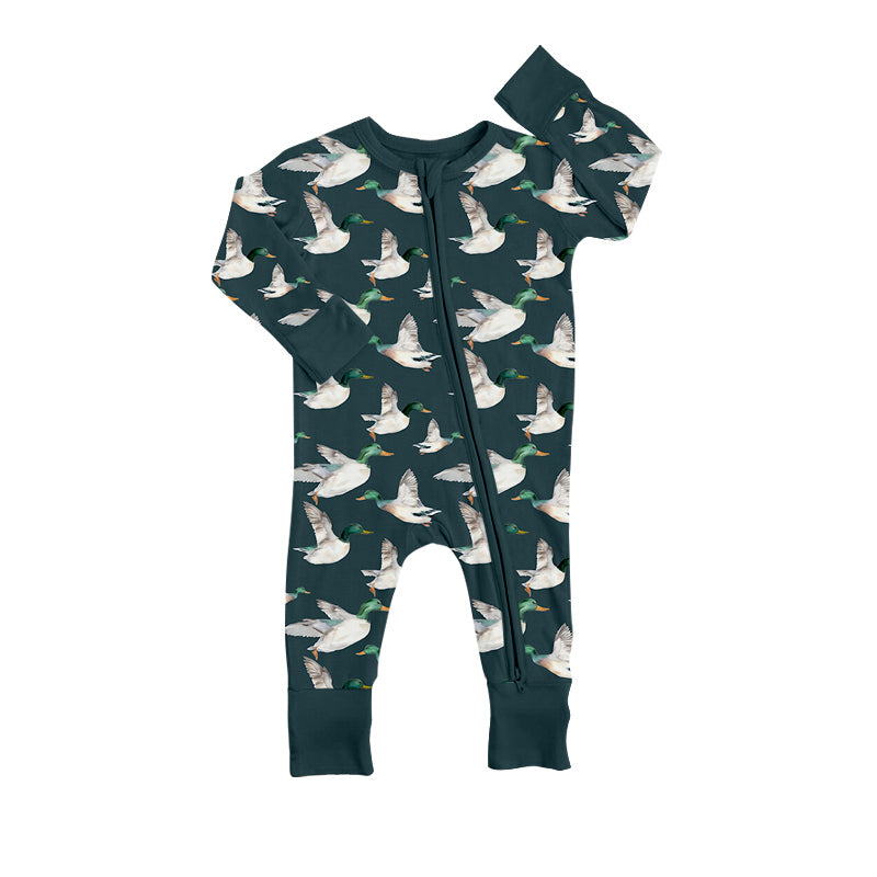 mallard duck long sleeve zip romper