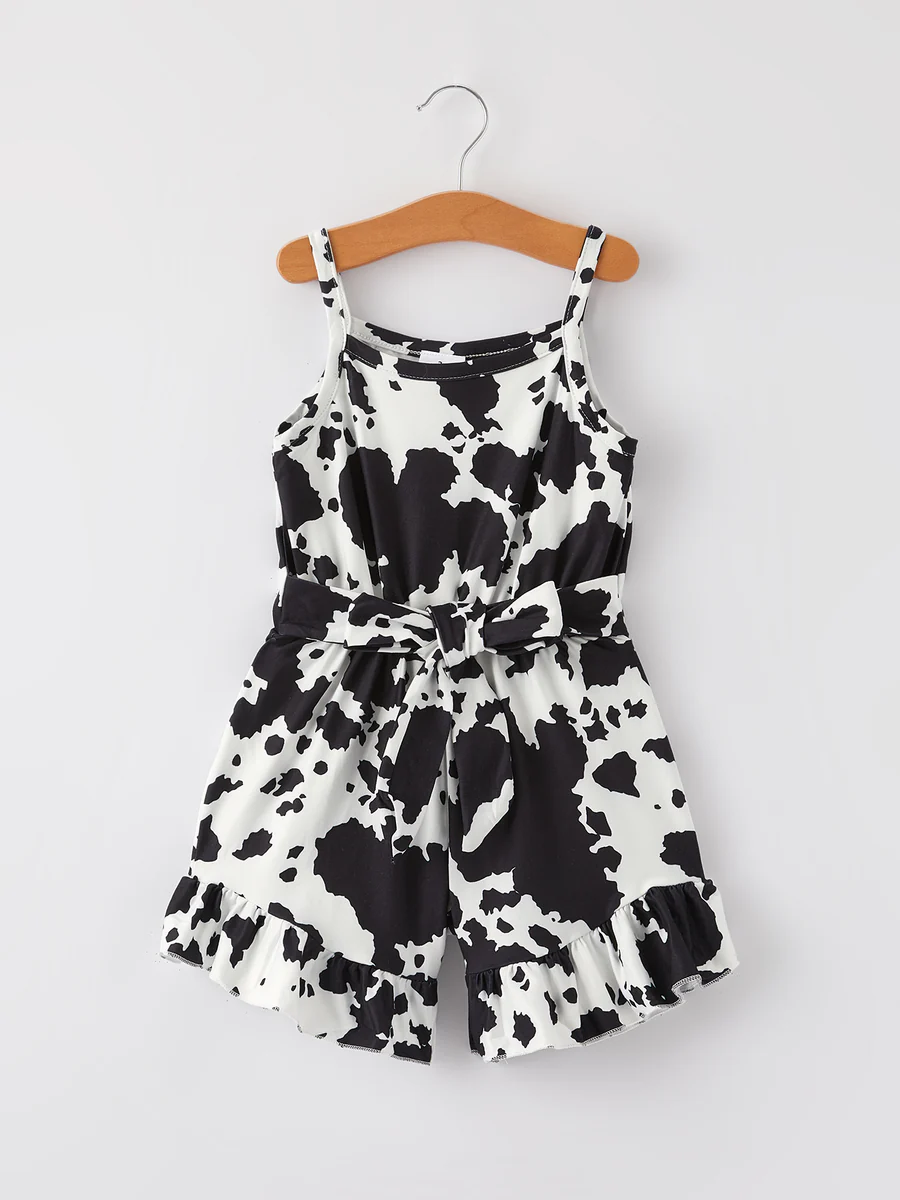 baby girls black cowhide summer jumpsuit