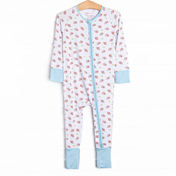 Football design kids long sleeve zip romper