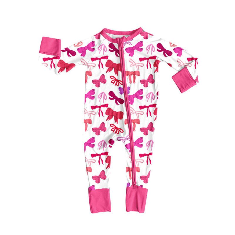 Toddle baby red bow design long sleeve romper wholesale factory price