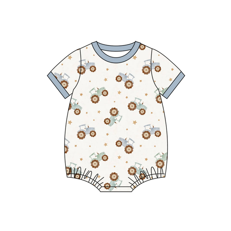Farm tractor design kids baby holiday romper