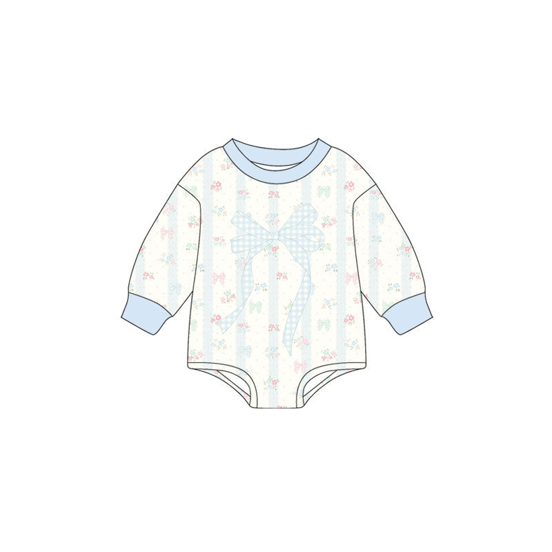Toddle baby girls blue bow romper wholesale factory price