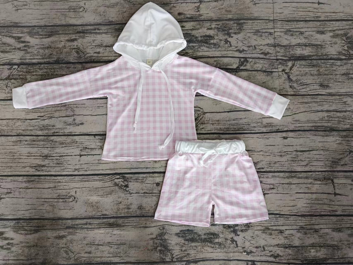 baby girls pink plaid long sleeve outfit