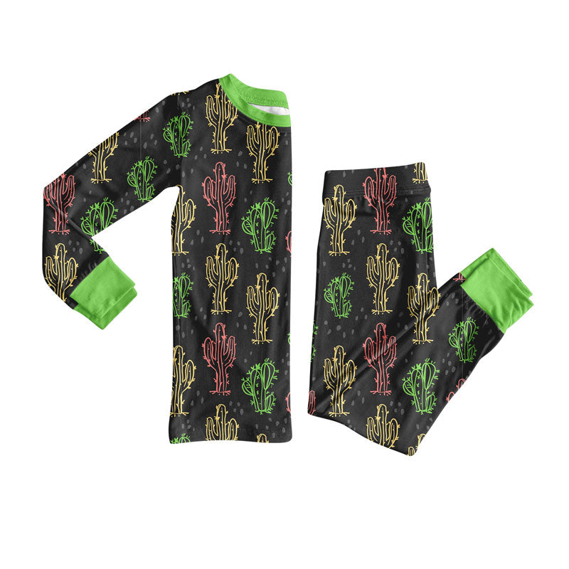 Western cactus design kids pajama set wholesal factory price