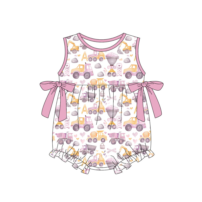 Construction design kids baby summer romper