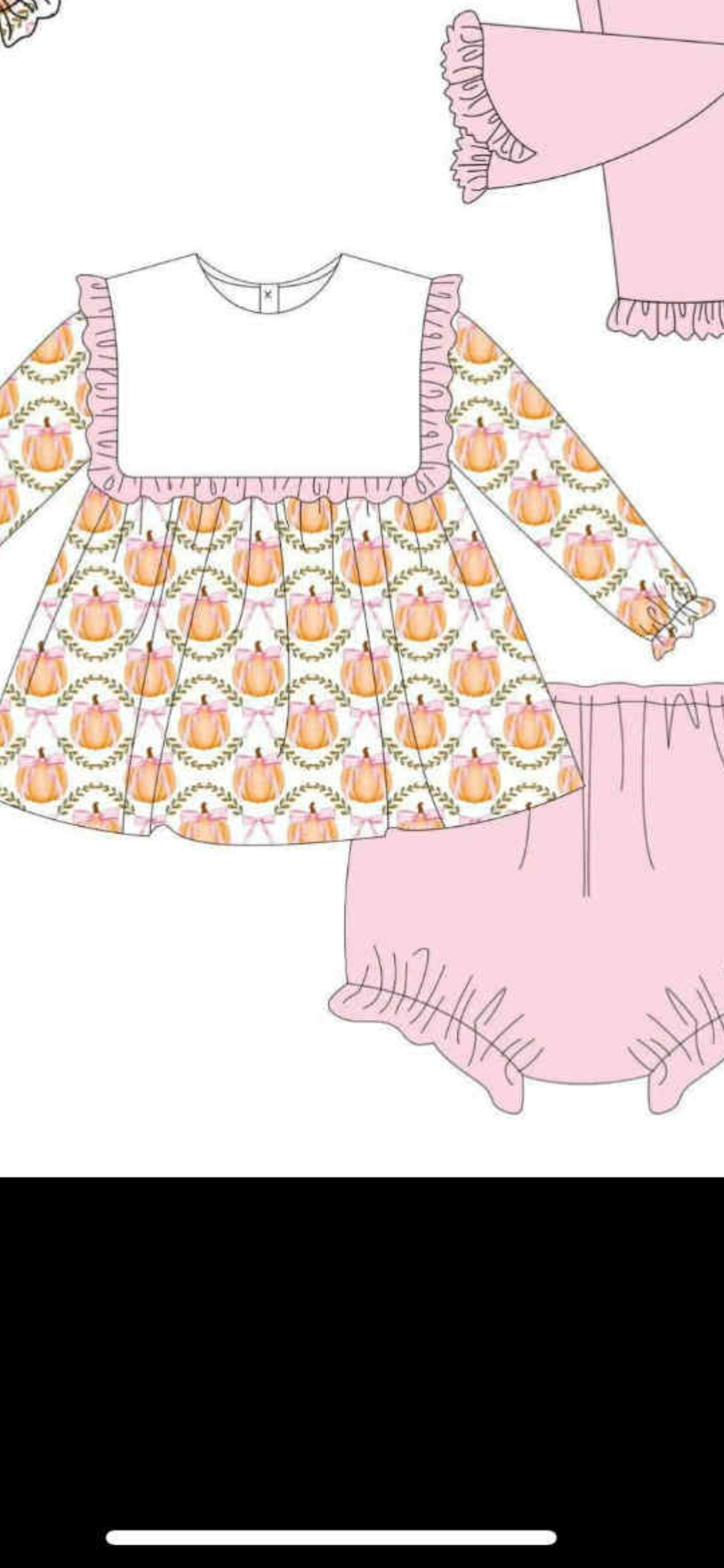 Toddle girls pumpkin design long sleeve bummies set