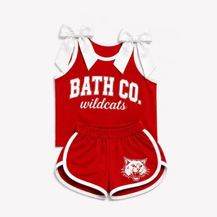 Custom team bow top matching shorts girls summer outfit