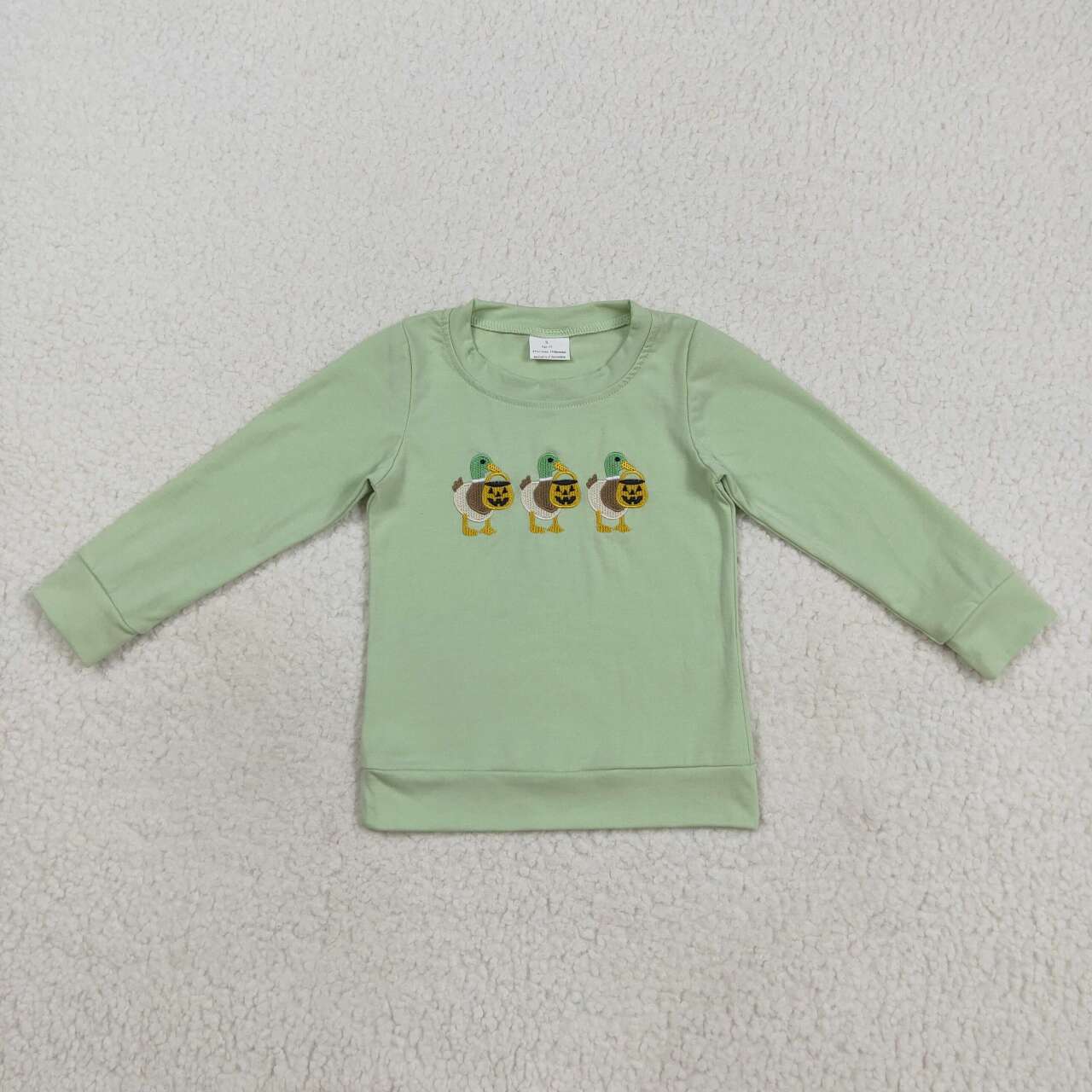 Baby boy long sleeve embroidery Halloween pumpkin duck top
