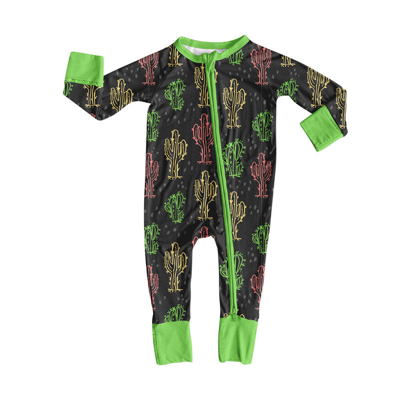Toddle baby western cactus design long sleeve romper wholesale factory price