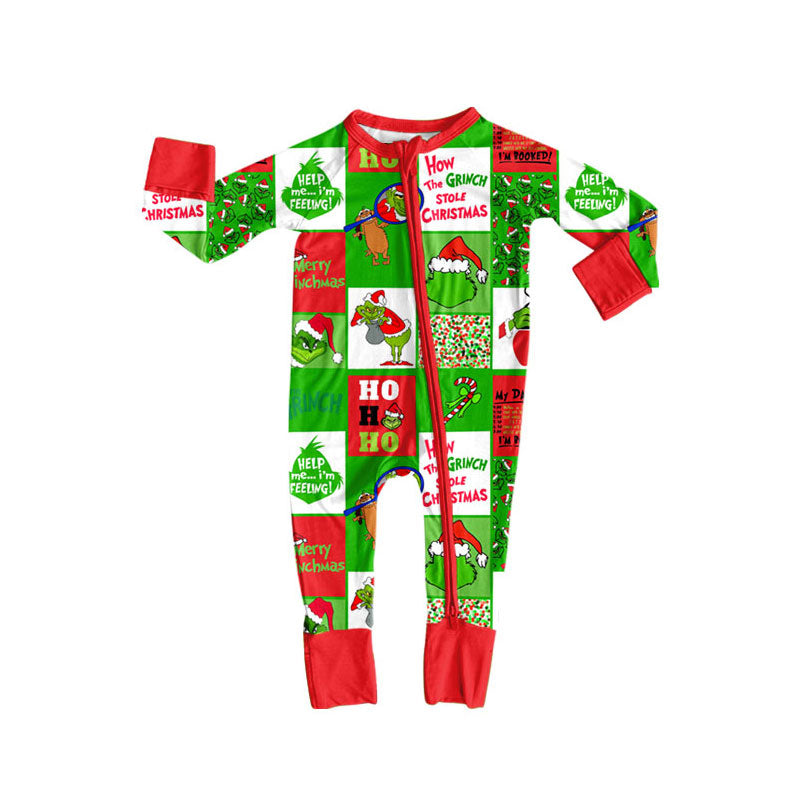 toddle baby Christmas design long sleeve zip romper wholesale factory price