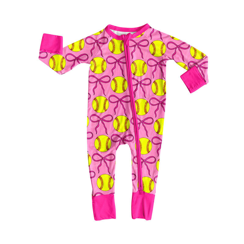 Softball toddle baby long sleeve romper