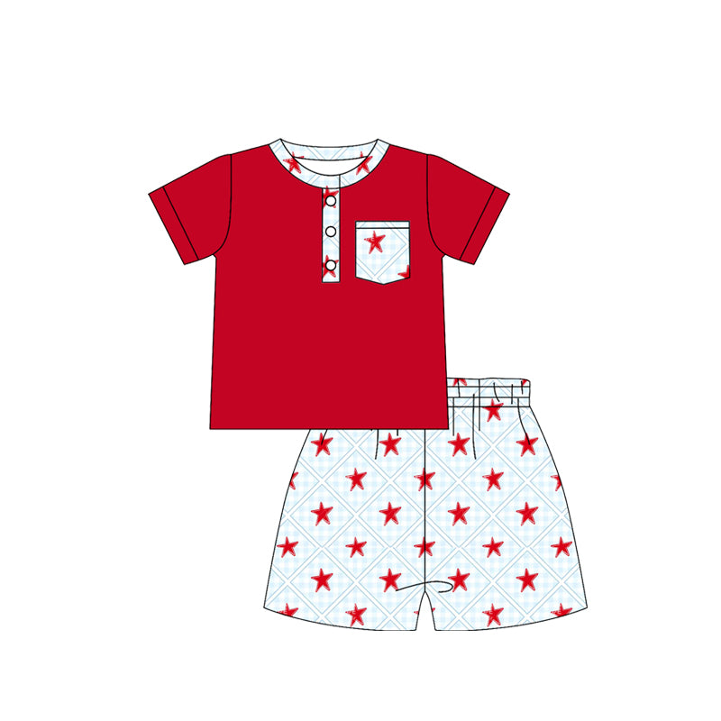 Star top matching shorts boy July 4th outfit