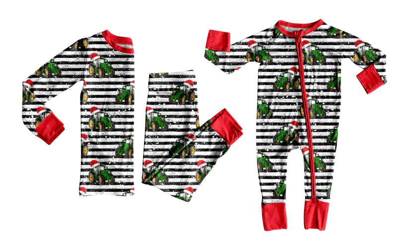 Toddle kids Christmas tractor design matching outfit
