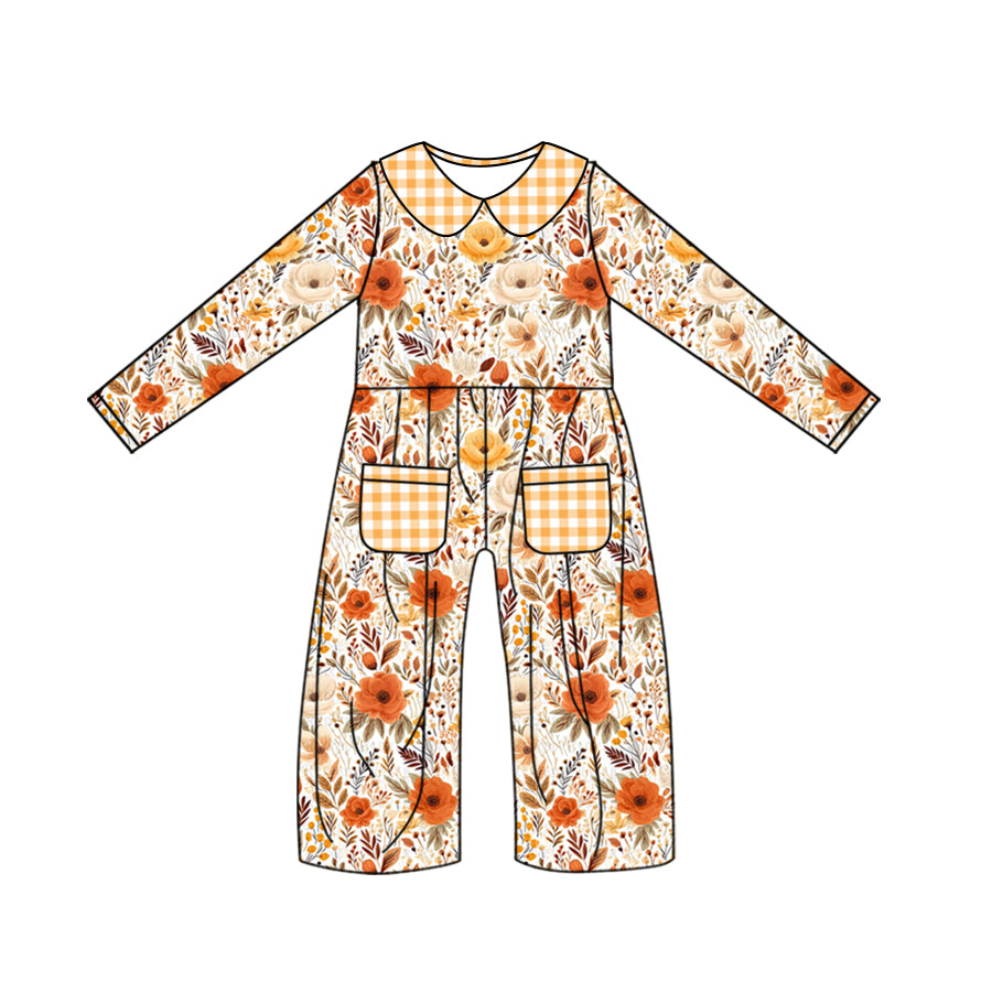 wholesale baby kids floral wide leg pocket jumpsuit