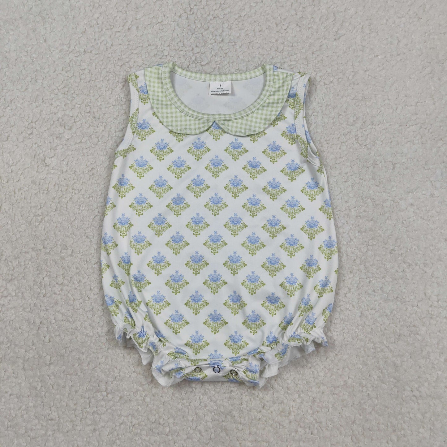 Blue flowers design toddle kids girls summer holiday outfit