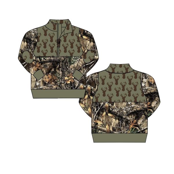Camo design baby boy long sleeve pullover, moq 3