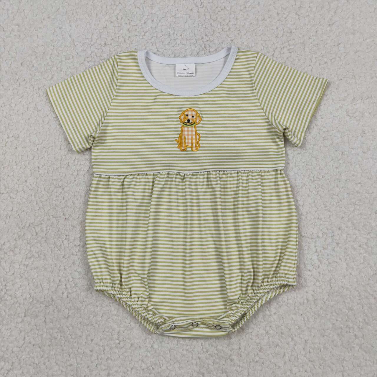 Embroidery Dog print toodle boy summer romper