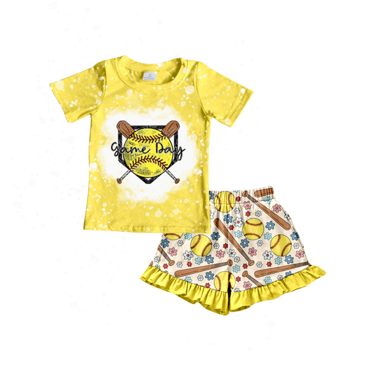 baby girls short sleeve baseball short set