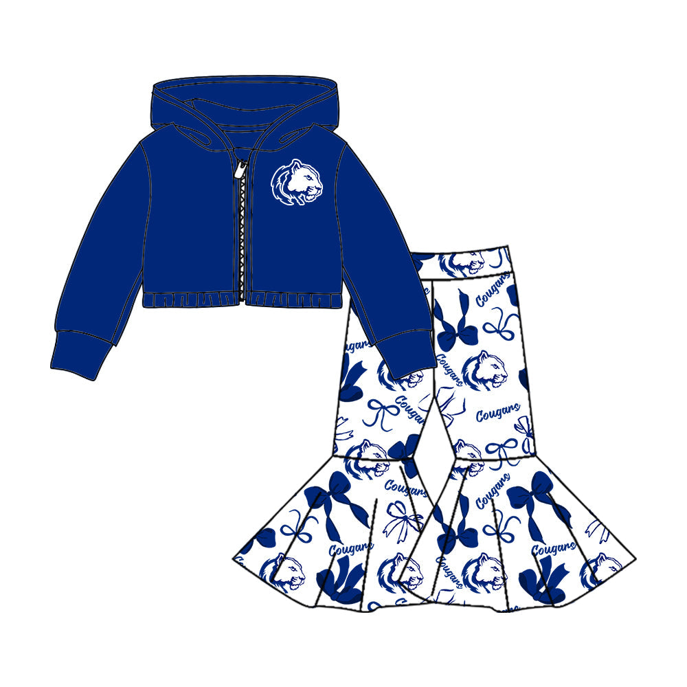 Girls long sleeve zip top matching pants custom team outfit